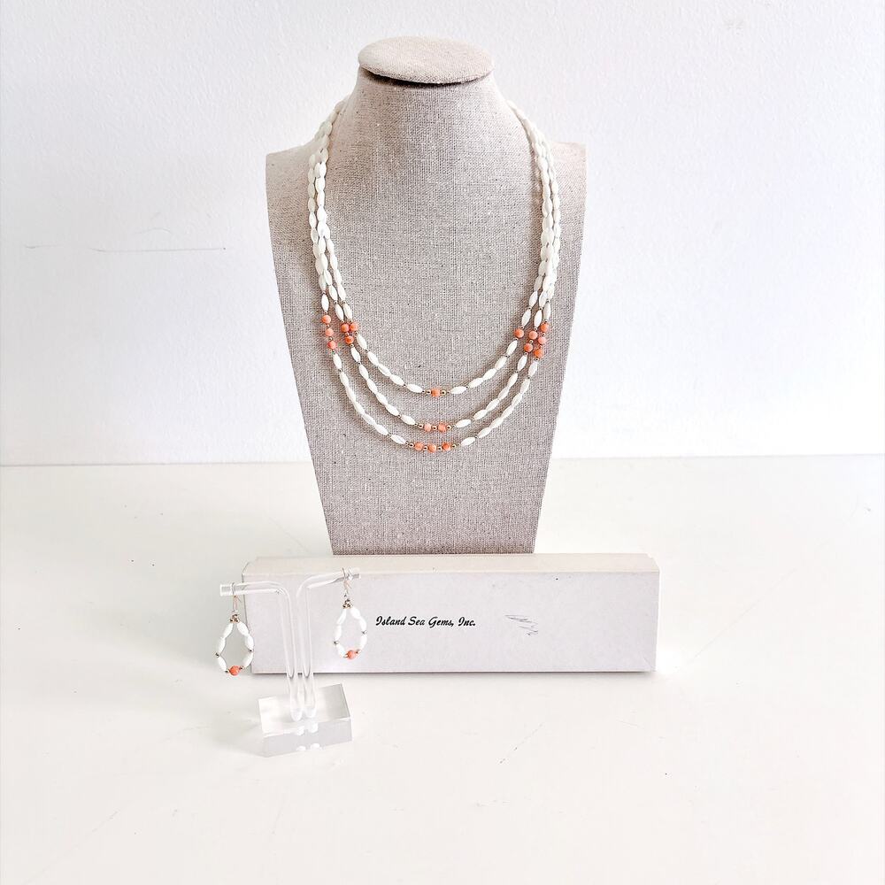Vintage Island Sea Gems Inc. Multi-Strand Necklace and Matching Earrings